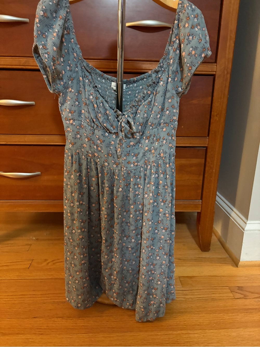 Aeropostale Blue Floral Mini Dress with Pink Accents